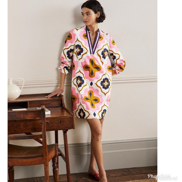 Boden Pink and Purple Patterned Dress - Picture 2 of 12